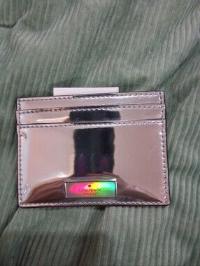 kate spade Silver Mirror Card Holder with Holo Logo Plate